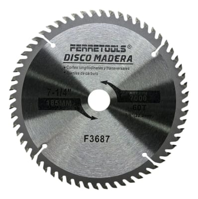 DISCO CORTE MADERA 7-1/4 X 185MM 60T F3687 FERRETOOLS