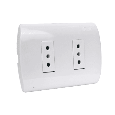 TOMACORRIENTE DOBLE 10A MEC BLANCO COMPACTO