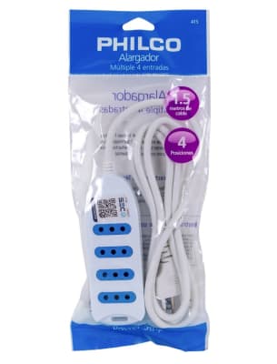 ALARGADOR DE CORRIENTE 4 POSICIONES 1.5MTS BLANCA PHILCO