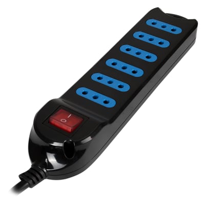 EXTENSION CORRIENTE 5MTS CON SWITCH 6 PUESTOS NEGRO PHILCO