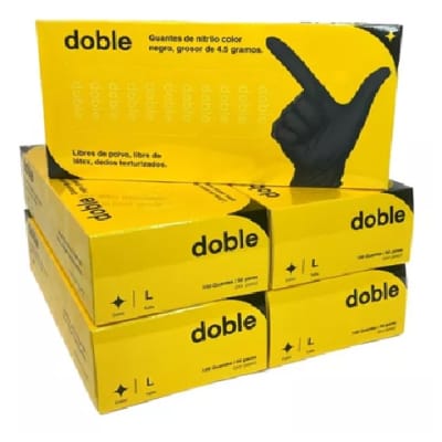 GUANTES DE NITRILO 50 PARES DOBLE COLOR NEGRO TALLA L