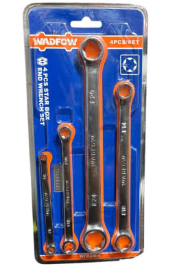 JUEGO DE LLAVES CORONA ESTRELLA DOBLE PUNTA 4 PCS E6,E8,E12,E24 WFR2404 WADFOW