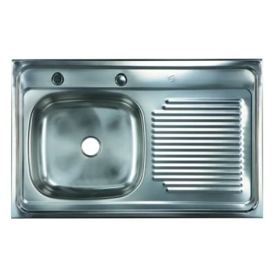 LAVAPLATO SOBREPUESTO ACERO INOX SECADOR DERECHO CON DESAGUE Y TUBO REBALSE