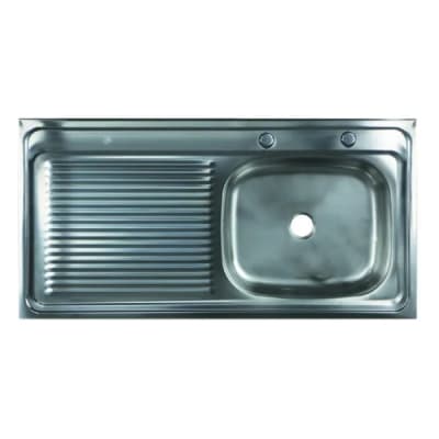 LAVAPLATO SOBREPUESTO ACERO INOX SECADOR IZQUIERDO CON DESAGUE Y TUBO REBALSE