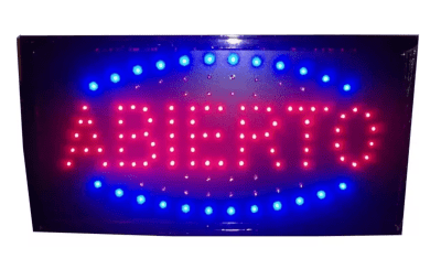PIZARRA LUMINOSA LED ABIERTO 48X25 CM