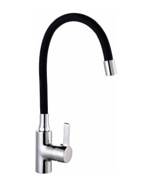 LLAVE MONOMANDO LAVAPLATOS CUELLO FLEXIBLE NEGRO TAUMM