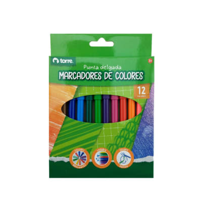 MARCADORES 12 COLORES PUNTA DELGADA TORRE
