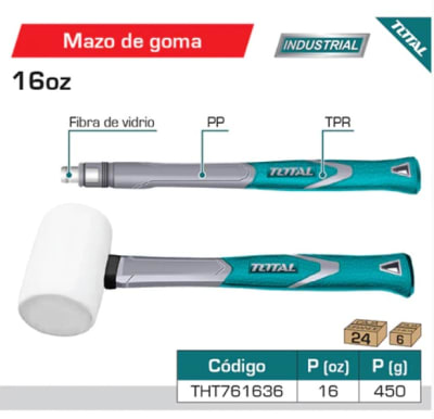 MAZO DE GOMA TOTAL 16OZ BLANCO MANGO FIBRA