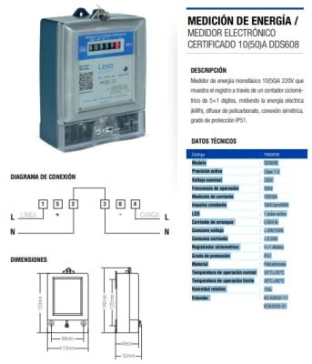 MEDIDOR  ELECTRONICO REMARCADOR MONOFASICO 10(50)A 220 LEXO