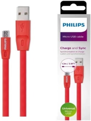 CABLE MICRO USB 1.2 MTS GOMA PLANO ROJO PHILIPS DLC2518C