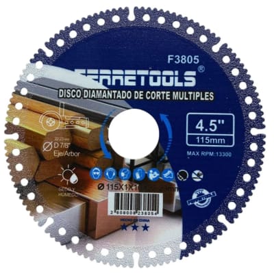 DISCO DIAMANTADO 4-1/2CORTES MULTIPLES  4-1/2 115MM F3805 FERRETOOLS