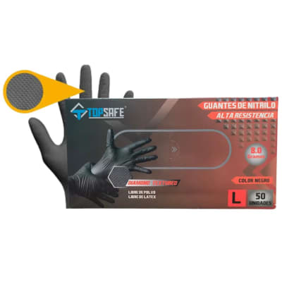 GUANTES DE NITRILO ALTA RESISTENCIA TEXTURADO TALLA L NEGRO