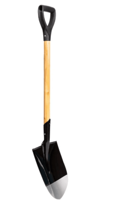 PALA PUNTA HUEVO NEGRA C/MANGO MADERA