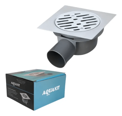 PILETA UNIVERSAL ACERO INOXIDABLE 15X15CM REJILLA CUADRADA C/TRAMPA PVC 40 AQUAKIT