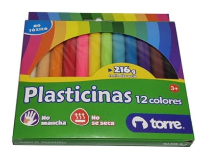 PLASTICINA 216G 12COLORES TORRE