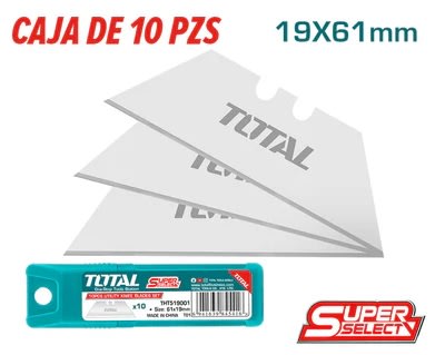 REPUESTO CUCHILLO RETRACTIL 19X61MM RETRACTIL X 10 UNIDADES TOTAL THT519001