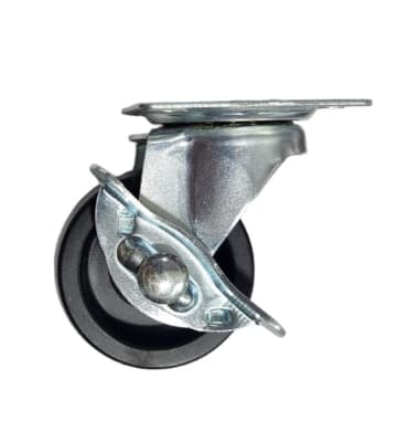 RUEDA CAUCHO GOMA C/BASE GIRATORIA 1-1/2 CON FRENO