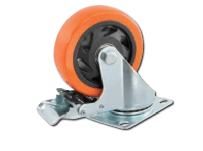 RUEDA GIRATORIA INDUSTRIAL NARANJO CON FRENO 2