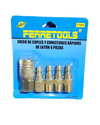 ACCESORIOS NEUMATICOS JUEGO DE COPLES Y CONECTORES RAPIDO ACERO RAPIDO ACERO 5PZC F7004 FERRETOOLS