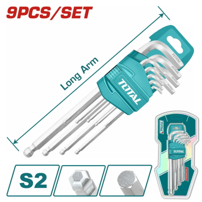SET LLAVE ALLEN HEXAGONALES CORTA 9 PCS 1.5-10MM THT106191 TOTAL