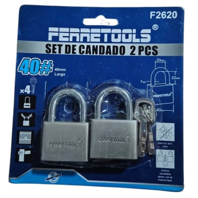 CANDADO SET 2 PIEZAS 40FCL F26250 FERRETOOLS