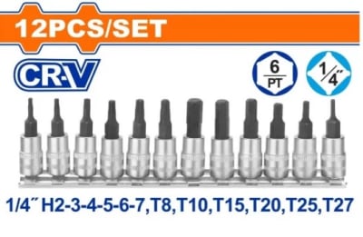 JUEGO DADOS HEXAGONALES Y TORX 1/4