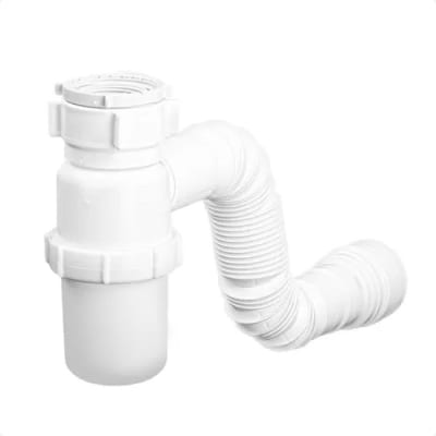 SIFON PLASTICO BLANCO CORRUGADO CON BOTELLA UNIVERSAL ASTRA