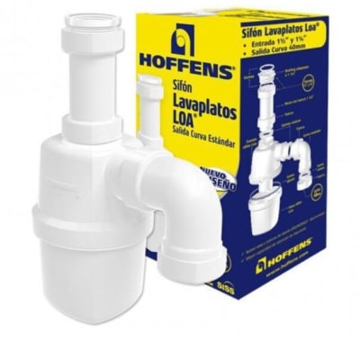 SIFON DE LAVAPLATOS LOA SALIDA CURVA 50MM HOFFENS