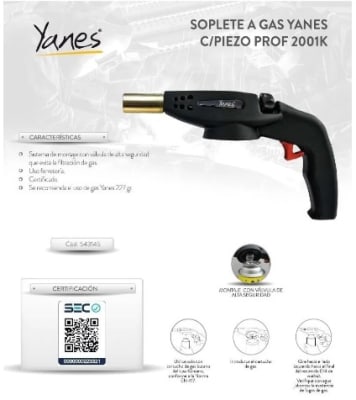 PISTOLA GAS BUTANO YANES MODELO 2001K