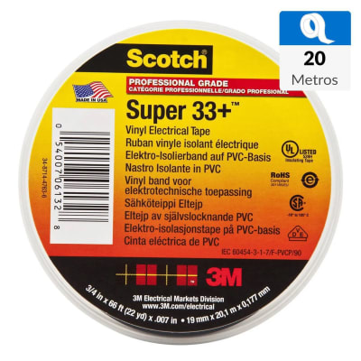 CINTA AISLANTE SUPER 33 NEGRO 3M 20MTS