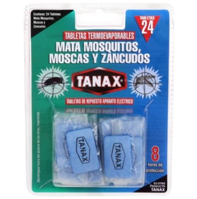 TABLETAS TERMOEVAPORABLES TANAX MOSCAS Y ZANCUDOS 24UNID
