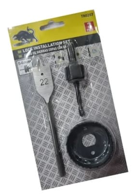 SET INSTALACION CERRADURA 3 PIEZAS 54MM  TN0207  TORO NEGRO