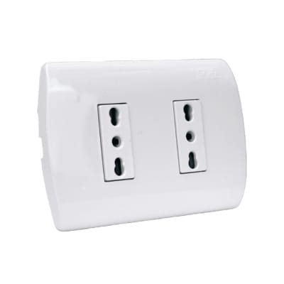 TOMA CORRIENTE DOBLE COMPACTO 10-16A EMBUTIDO BLANCO MEC
