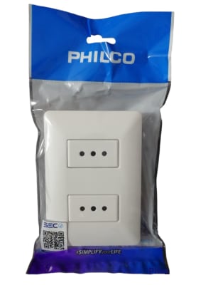 TOMACORRIENTE EMBUTIDO DOBLE 10A-2200W-250V PHILCO