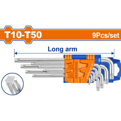 LLAVE TORX (T10-T150) 9PCS BRAZO LARGO WHK3291