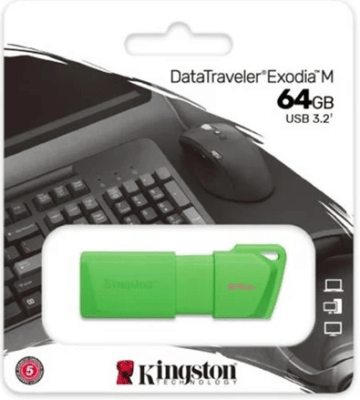 PENDRIVE NEON 64GB USB 3.2 DTX DATA TRAVELER VERDE