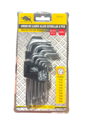 JUEGO LLAVE ESTRELLA  TORX CORTO 9PCS  TORO NEGRO  TN0204