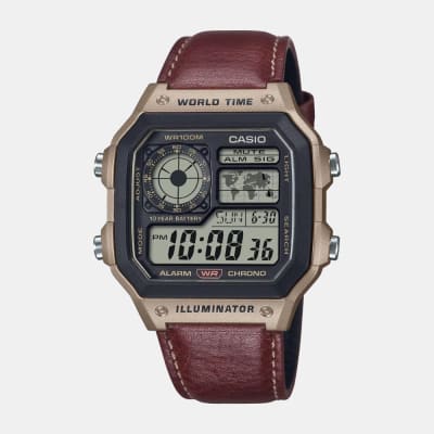 Reloj Casio Royale AE-1200WHL-5AVDF Digital World Time Cuero Hombre