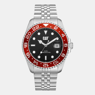 Reloj Cat R-Type AO.141.11.120 Análogo Plateado Dial Negro Bisel Rojo Acero Hombre