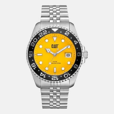 Reloj Cat R-Type AO.141.11.727 Análogo Plateado Dial Amarillo Acero Hombre
