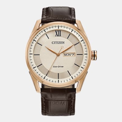 Reloj Citizen Eco-Drive AW0082-01A Oro Rosa Acero Cuero Hombre