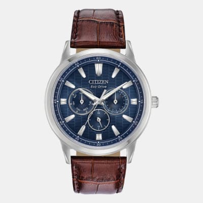 Reloj Citizen Eco-Drive BU2070-12L Plateado Dial Azul Cuero Hombre