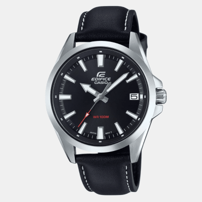 Reloj Casio Edifice EFV-100L-1AVUDF Cuero Dial Negro Análogo Plateado Hombre