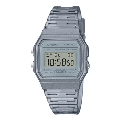 RELOJ CASIO F-91WS-8DF GRIS TRANSPARENTE UNISEX