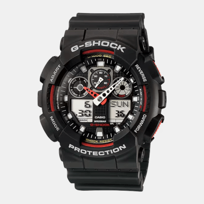 Reloj Casio G-Shock GA-100-1A4DR Análogo-Digital Negro Rojo Táctico Hombre
