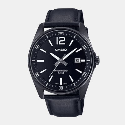 Reloj Casio Clásico MTP-E170BL-1BVDF Análogo Linea Enticer Cuero Negro/Dial Negro Hombre