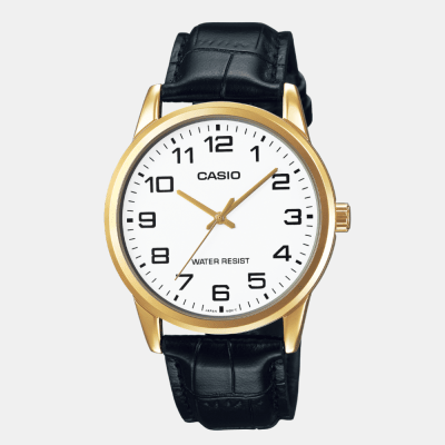 Reloj Casio Clásico MTP-V001GL-7BUDF Análogo Línea Casio Dress Cuero Negro/Dial Blanco Hombre