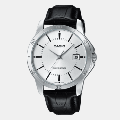 Reloj Casio Clásico MTP-V004L-7AUDF Análogo Linea Enticer Cuero Negro Hombre