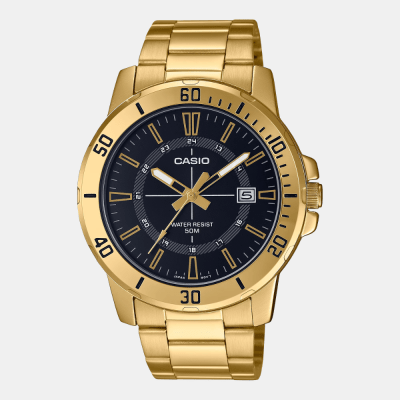 Reloj Casio Clásico MTP-VD01G-1CVUDF  Dial Negro Acero Análogo Dorado Hombre