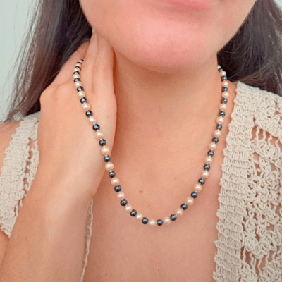 COLLAR PERLA MALLORCA Y HEMATITE